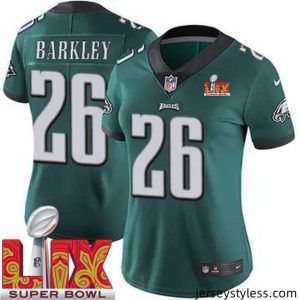 Stylish Philadelphia Eagles Saquon Barkley #26 Green 2024 2025 Super Bowl LIX F.U.S.E Stitched NFL Jersey
