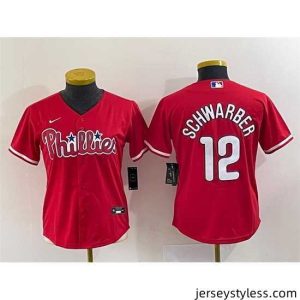 Premium Philadelphia Phillies 12 Kyle Schwarber Red Stitched Baseball Jersey  Run Small