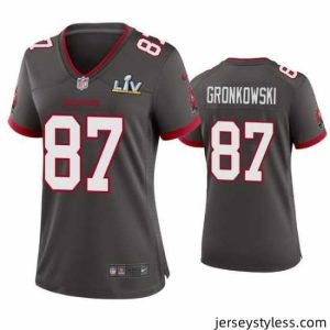 Amazing Rob Gronkowski Buccaneers Pewter Super Bowl Lv Game Jersey