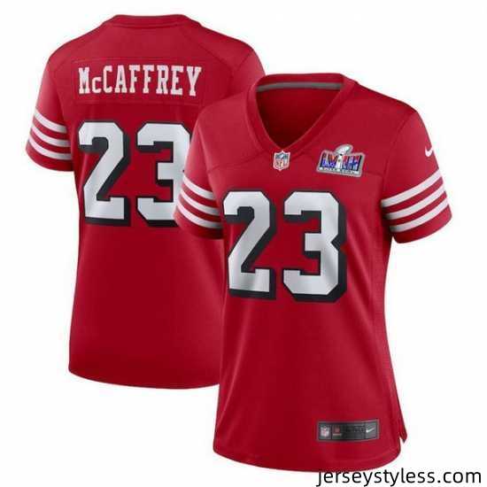 Women-San-Francisco-49ers-23-Christian-McCaffrey-New-Red-2023-F-U-S-E-Vapor-Untouchable-Limited-Stitched-Football-2024-Super-Bowl-LVIII-Jersey-865397_23756_550X550