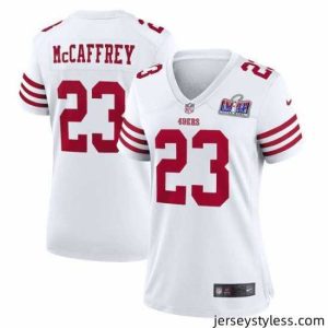 Impressive San Francisco 49ers 23 Christian McCaffrey White 2023 F.U.S.E  Vapor Untouchable Limited Stitched Football 2024 Super Bowl LVIII Jersey