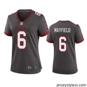 Stylish Tampa Bay Buccanee 6 Baker Mayfield Grey Stitched Game Jersey