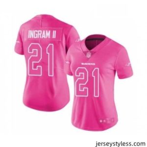 Amazing Womens Baltimore Ravens 21 Mark Ingram II Limited Pink Rush Fashion Football Jersey