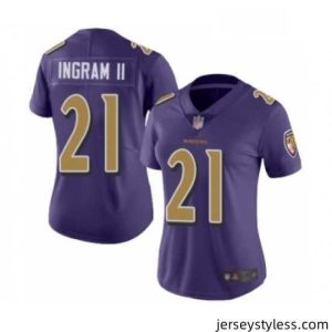 Unique Womens Baltimore Ravens 21 Mark Ingram II Limited Purple Rush Vapor Untouchable Football Jersey
