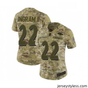 Fantastic Womens Baltimore Ravens 22 Mark Ingram II Limited Camo 2018 Salute to Service Football Jersey