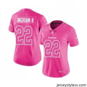Impressive Womens Baltimore Ravens 22 Mark Ingram II Limited Pink Rush Fashion Football Jersey