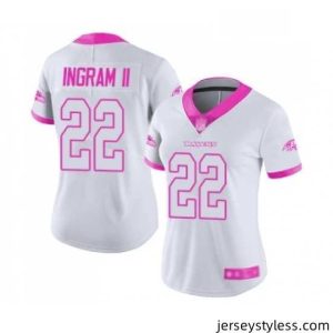 Fantastic Womens Baltimore Ravens 22 Mark Ingram II Limited White Pink Rush Fashion Football Jersey