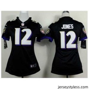 Impressive Women's Nike Baltimore Ravens #12 Jacoby Jones Black Alternate Stitched NFL New Elite Jersey