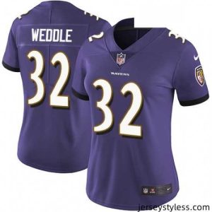 Stunning Womens Nike Baltimore Ravens 32 Eric Weddle Elite Purple Team Color NFL Jersey