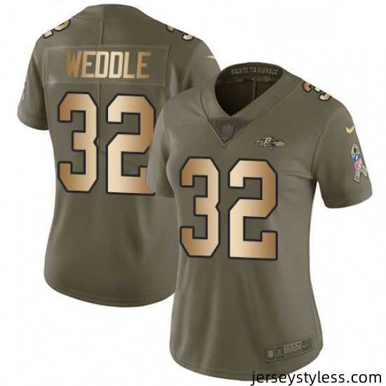 Womens-Nike-Baltimore-Ravens-32-Eric-Weddle-Limited-OliveGold-Salute-to-Service-NFL-Jersey-626836_21760_550X550