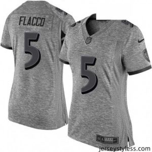 Fantastic Womens Nike Baltimore Ravens 5 Joe Flacco Limited Gray Gridiron NFL Jersey