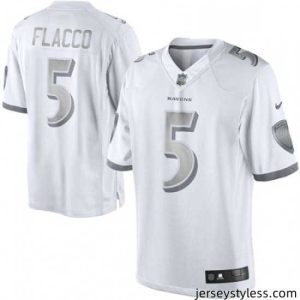 Stunning Womens Nike Baltimore Ravens 5 Joe Flacco Limited White Platinum NFL Jersey