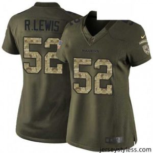 Impressive Womens Nike Baltimore Ravens 52 Ray Lewis Elite Green Salute to Service NFL Jersey