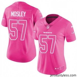 Impressive Womens Nike Baltimore Ravens 57 CJ Mosley Limited Pink Rush Fashion NFL Jersey