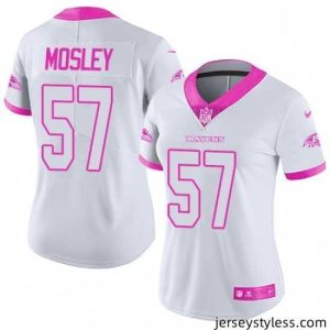 Gorgeous Womens Nike Baltimore Ravens 57 CJ Mosley Limited WhitePink Rush Fashion NFL Jersey