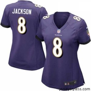 Gorgeous Womens Nike Baltimore Ravens 8 Lamar Jackson Game Purple Team Color NFL Jersey