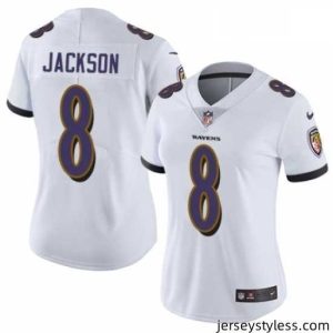 Unique Womens Nike Baltimore Ravens 8 Lamar Jackson White Vapor Untouchable Elite Player NFL Jersey