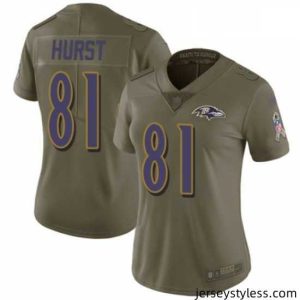 Gorgeous Womens Nike Baltimore Ravens 81 Hayden Hurst Limited Olive 2017 Salute to Service NFL Jersey