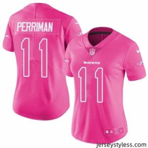 Fantastic Womens Nike Ravens #11 Breshad Perriman Pink  Stitched NFL Limited Rush Fashion Jersey