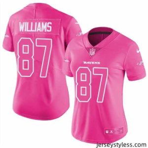 Impressive Womens Nike Ravens #87 Maxx Williams Pink  Stitched NFL Limited Rush Fashion Jersey