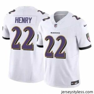 Amazing Baltimore Ravens 22 Derrick Henry 2023 F.U.S.E White Vapor Limited Football Stitched Jersey