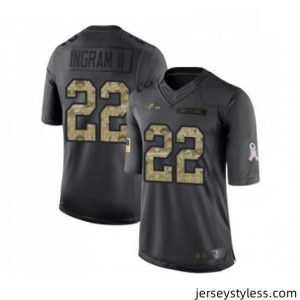 Impressive Baltimore Ravens 22 Mark Ingram II Limited Black 2016 Salute to Service Football Jersey