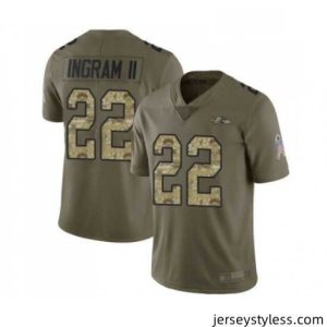 Unique Baltimore Ravens 22 Mark Ingram II Limited Olive Camo Salute to Service Football Jersey