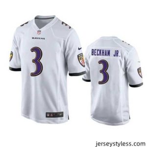 Premium Baltimore Ravens 3 Odell Beckham Jr  White Stitched Game Jersey