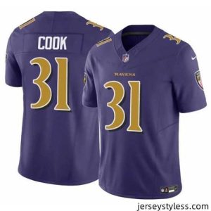 Amazing Baltimore Ravens 31 Dalvin Cook Purple 2024 F.U.S.E  Color Rush Stitched Jersey