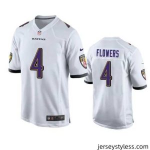 Impressive Baltimore Ravens 4 Zay Flowers White Stitched Game Jersey