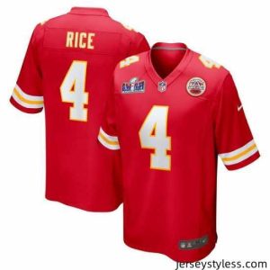 Stylish Kansas City Chiefs 4 Rashee Rice Red 2023 F.U.S.E  Vapor Untouchable Limited Stitched 2024 Super Bowl LVIII Jersey