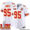 Unique Kansas City Chiefs Chris Jones #95 White 2024 2025 Super Bowl LIX F.U.S.E Stitched Jersey
