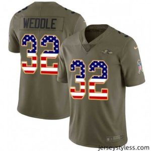 Gorgeous Nike Baltimore Ravens 32 Eric Weddle Limited OliveUSA Flag Salute to Service NFL Jersey