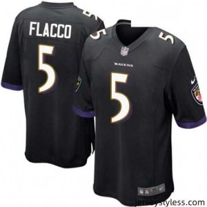 Premium Nike Baltimore Ravens 5 Joe Flacco Game Black Alternate NFL Jersey