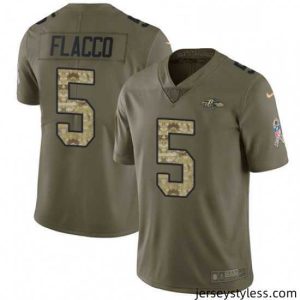 Amazing Nike Baltimore Ravens 5 Joe Flacco Limited OliveCamo Salute to Service NFL Jersey