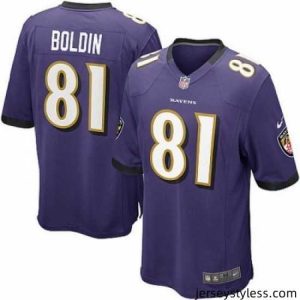 Stunning Nike Baltimore Ravens 81# Anquan Boldin Game Purple Color Jersey