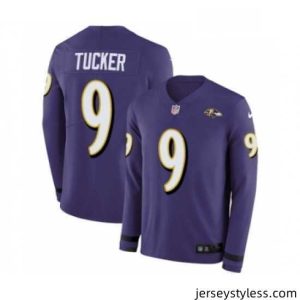 Stylish Nike Baltimore Ravens 9 Justin Tucker Limited Purple Therma Long Sleeve NFL Jersey