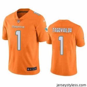 Premium Nike Dolphins 1 Tua Tagovailoa Aqua Orange Vapor Untouchable Limited Jersey