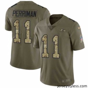 Stunning Nike Ravens #11 Breshad Perriman Olive Camo Stitched NFL Limited 2017 Salute to Service Jersey
