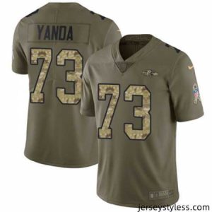 Stylish Nike Ravens #73 Marshal Yanda Olive Camo Stitched NFL Limited 2017 Salute to Service Jersey