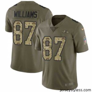 Stunning Nike Ravens #87 Maxx Williams Olive Camo Stitched NFL Limited 2017 Salute to Service Jersey