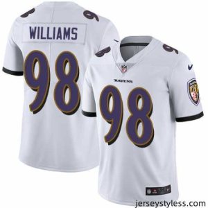 Stylish Nike Ravens 98 Brandon Williams White Stitched NFL Vapor Untouchable Limited Jersey