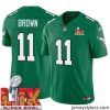 Stylish Philadelphia Eagles A.J. Brown #11 Kelly Green 2024 2025 Super Bowl LIX F.U.S.E Stitched NFL Jersey