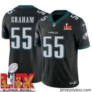 Fantastic Philadelphia Eagles Brandon Graham #55 Black 2024 2025 Super Bowl LIX F.U.S.E Stitched NFL Jersey