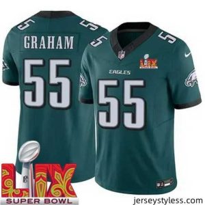 Gorgeous Philadelphia Eagles Brandon Graham #55 Green 2024 2025 Super Bowl LIX F.U.S.E Stitched NFL Jersey
