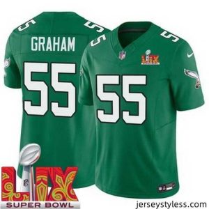 Stylish Philadelphia Eagles Brandon Graham #55 Kelly Green 2024 2025 Super Bowl LIX F.U.S.E Stitched NFL Jersey