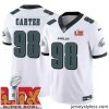Gorgeous Philadelphia Eagles Jalen Carter #98 White 2024 2025 Super Bowl LIX F.U.S.E Stitched NFL Jersey
