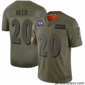 Premium Ravens 20 Ed Reed Camo Stitched Football Limited 2019 Salute to Service Jersey