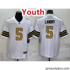Unique Saints 5 Jarvis Landry White Color Rush Jersey