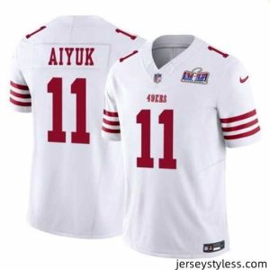 Stunning San Francisco 49ers 11 Brandon Aiyuk White 2023 F.U.S.E  Vapor Limited Stitched Football 2024 Super Bowl LVIII Jersey